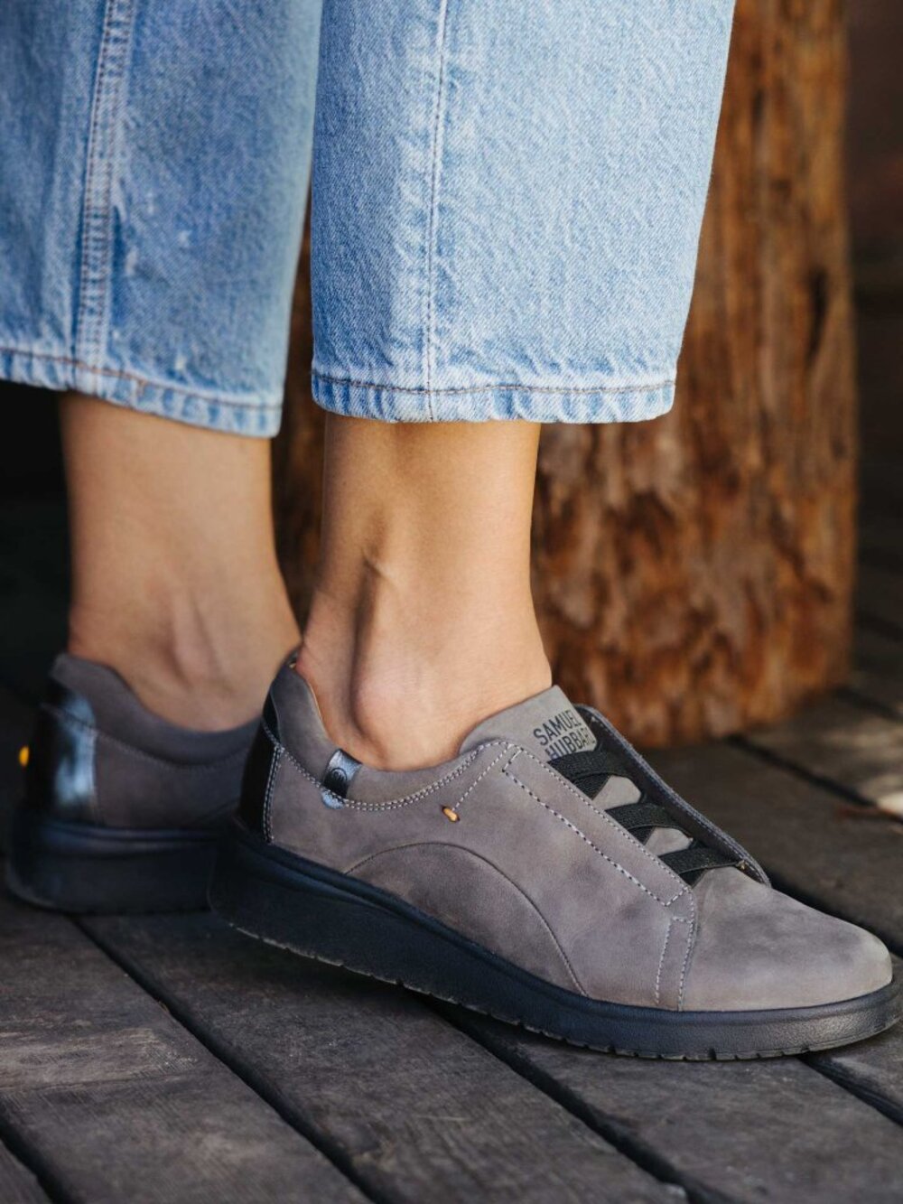 Samuel Hubbard NWOT Women Marin Gore-Lace Nubuck Slip-On Shoes Sz 9.5W Grey